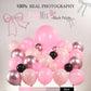 Kozee Coquette Birthday Decoration Kit - 150pcs Balloon Garland Arch, Pastel Pink & Black, Rubber, Cake Topper for Girls Baby Shower Party