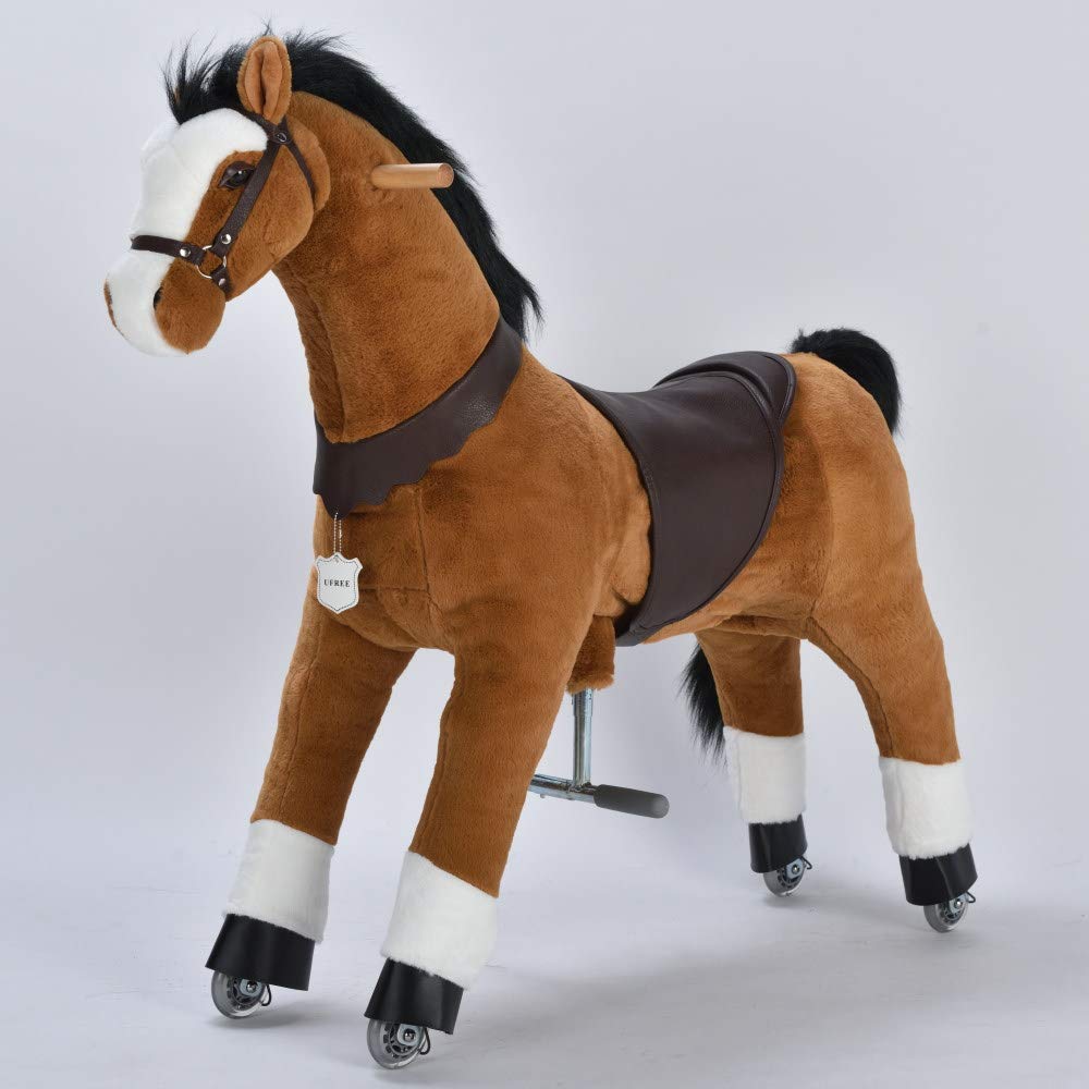Ufree Large Mechanical Rocking Horse Toy for Kids and Adults - 44" Steel Construction, Black Mane and Tail, Model ZRW-JXM01-SBN07