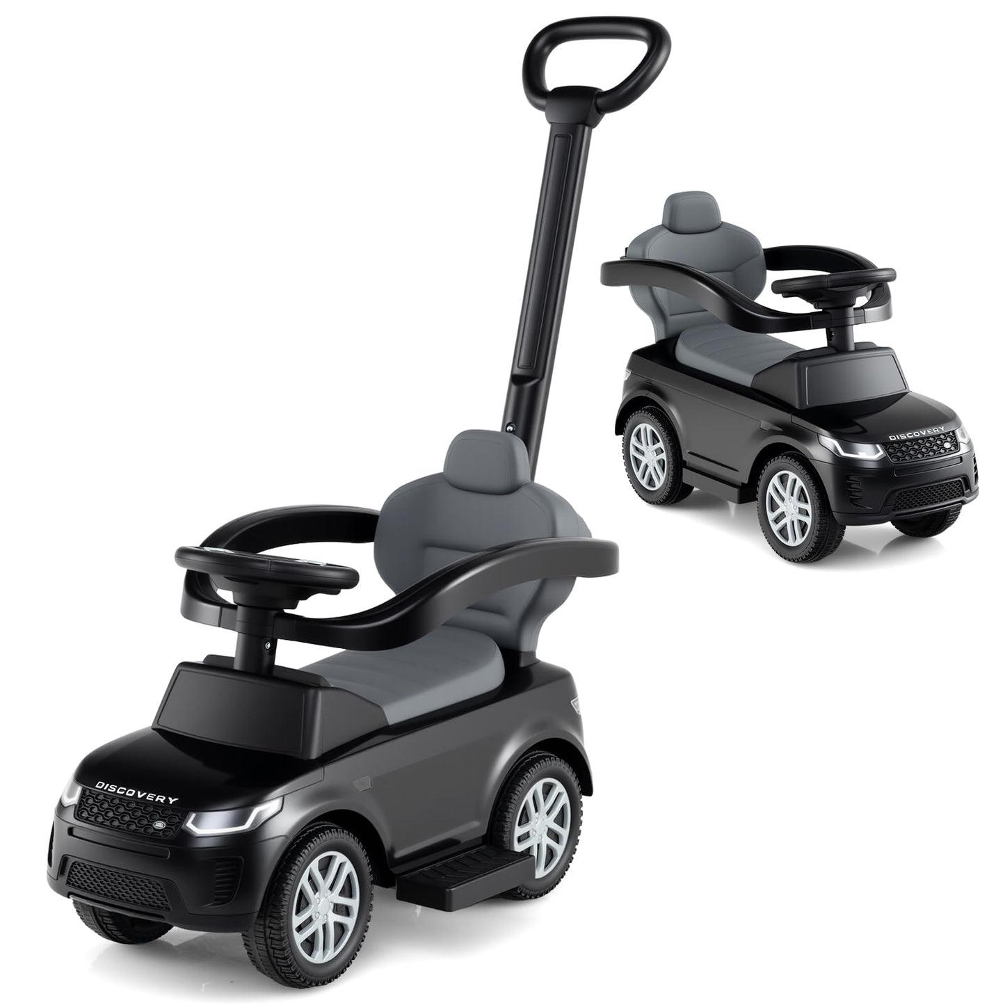 OLAKIDS Push Car for Toddlers  3 in 1 Licensed Landrover Baby Ride on Toy with Parent Control Handle Safe Guardrails  Kids Sliding Walker with Under Seat Storage Horn for Boys Girls (Black)