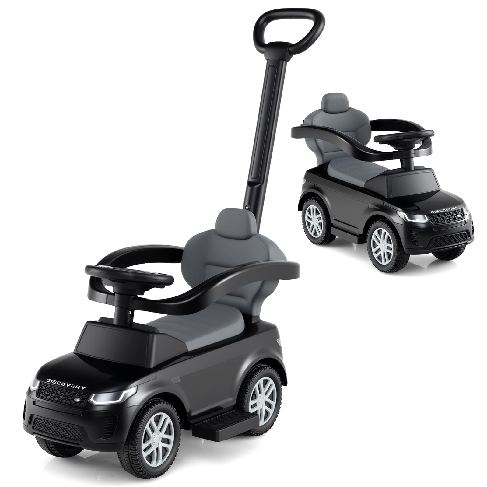 OLAKIDS Push Car for Toddlers  3 in 1 Licensed Landrover Baby Ride on Toy with Parent Control Handle Safe Guardrails  Kids Sliding Walker with Under Seat Storage Horn for Boys Girls (Black)