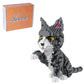 Larcele Cat Mini Building Blocks Animal Set, Diy Micro 3D Building Toy Bricks,1300 Pieces Kljm-05(Grey And White Cat)