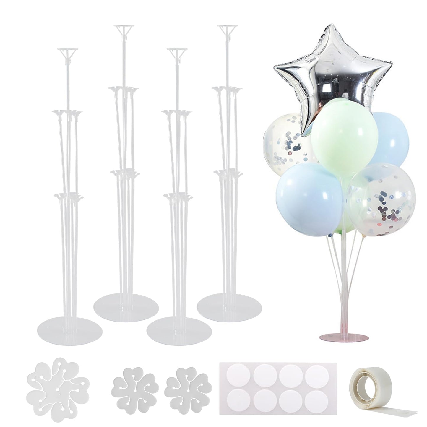 Jiesky 4Pcs 28'' Balloon Stand Kits, Pvc Tabletop Holder For Graduation, Baby Shower, Wedding Decorations