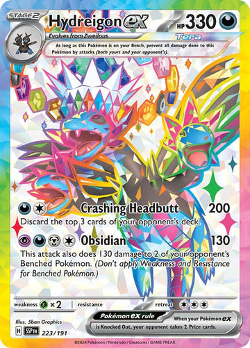 Pokemon - Hydreigon ex 223/191 - Surging Sparks - Full Art Ultra Rare - Foil Card