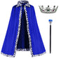 King Costume For Kids Robe Crown Scepter Set Boys Royal Prince Cape Dress Up Cosplay Blue