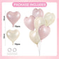 TONIFUL 30Pcs 18 Inch Pastel Pink Cream White Heart Balloons Valentines Day Heart Shape Foil Mylar Balloons Decoration for Valen