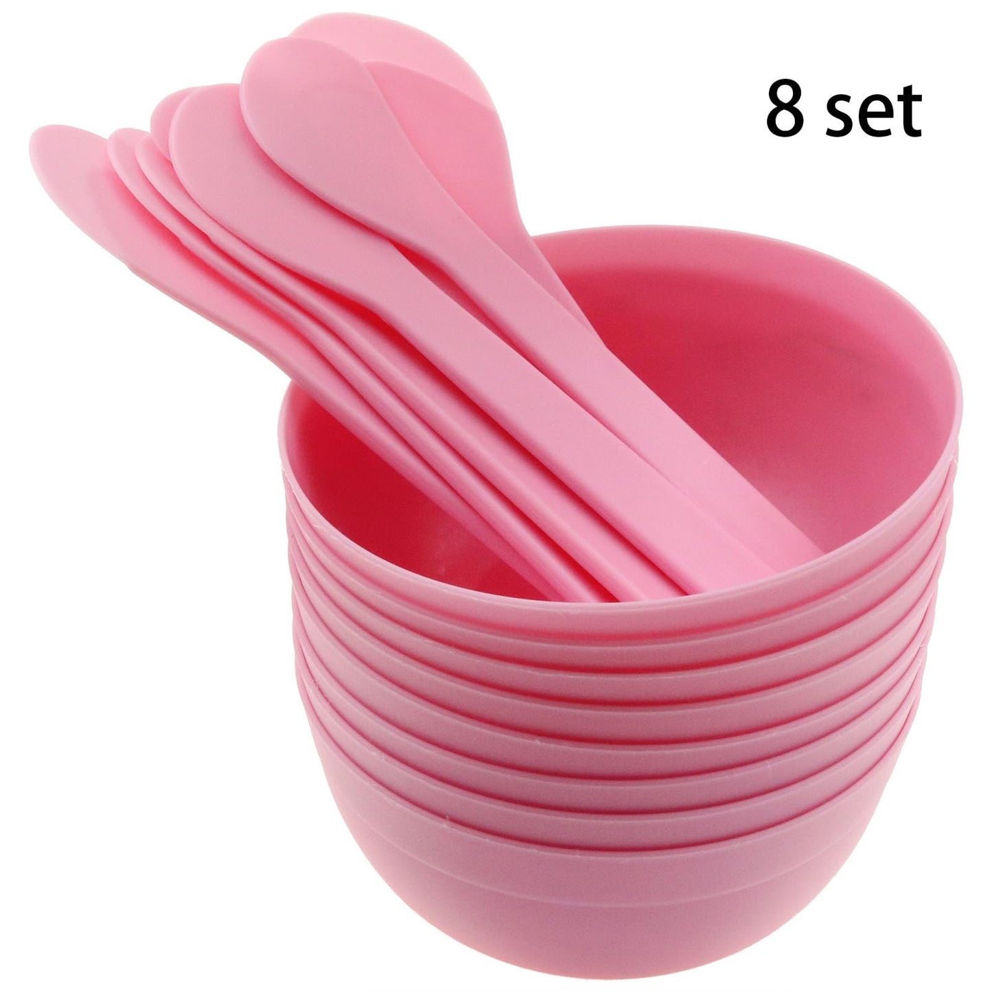 Safycaby Diy Slime Making Tools 8 Plastic Slime Bowl And 8 Glue Mixing Spoons For Funny Craft Making Arts (8 Sets Pink)