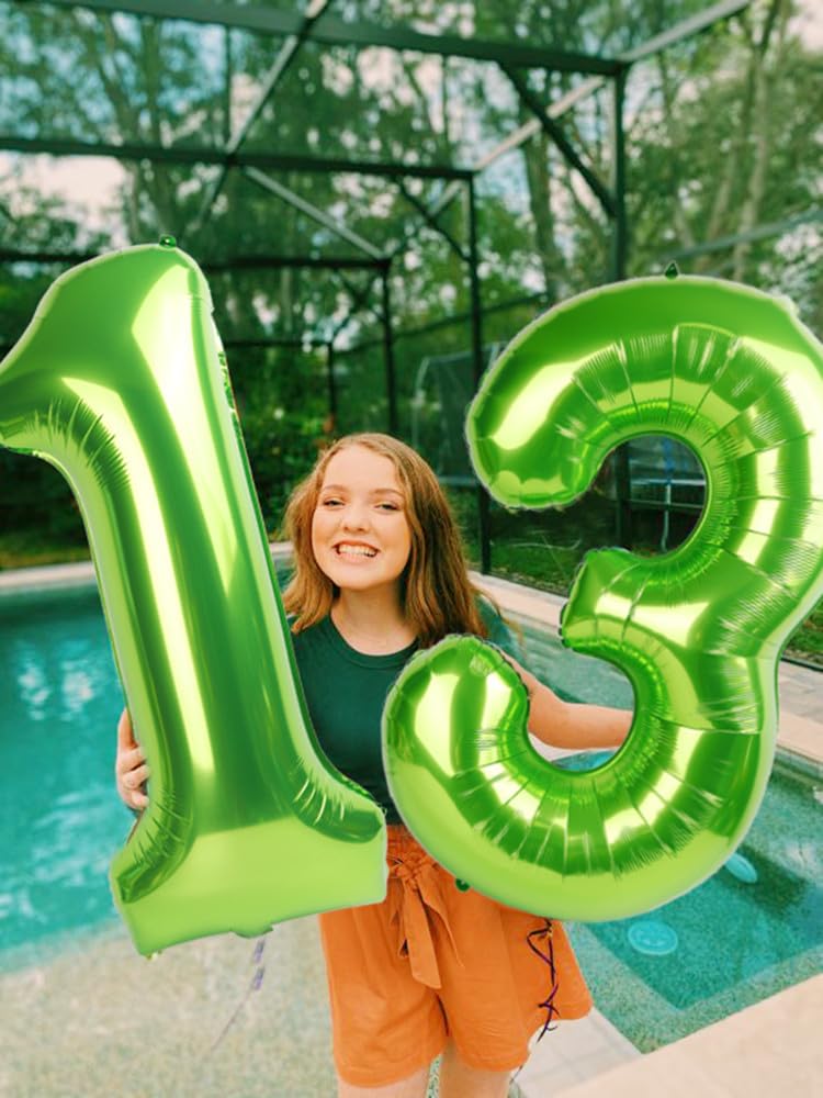 3 Balloon Number, 3Rd 3 Years Old Birthday Decorations For Boy, Three Rex Birthday Party Decorations, 40 Inch Light Green Large