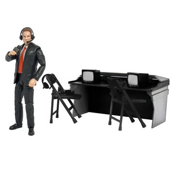Deluxe Commentators Playset with Announcer Figure for Wrestling Action Figures