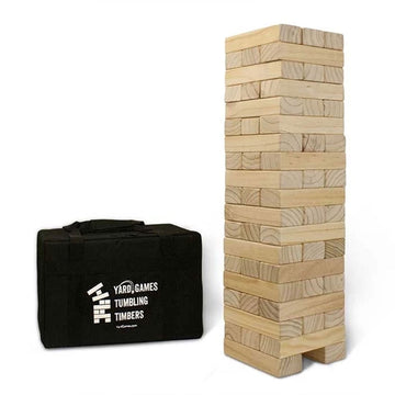 Yard Games Giant Tumbling Timbers with Carrying Case | Starts at 2.5-Feet Tall and Builds to Over 4-Feet | Made with enhanced Pine Wood