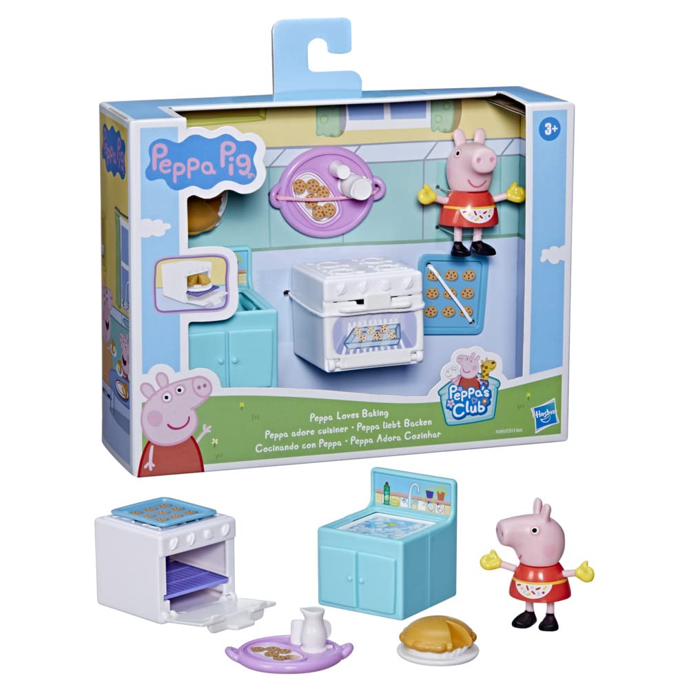 Peppa Pig Peppa's Club Baking Toy Set, Includes 1 Figure & 5 Accessories, Multi Colour, Model F4393, Ages 3+