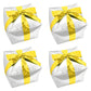 Deermon 4 Pack Silver Christmas Square Cube Shape Gift Box Party Balloon With Gold Ribbon, Aluminum Mylar Present Xmas Decoratio
