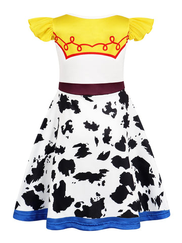 Sukyfecde Jessie Costume Girls Toddler Princess Dress up Birthday Outfits Halloween Role Play Clothes 4t Yellow