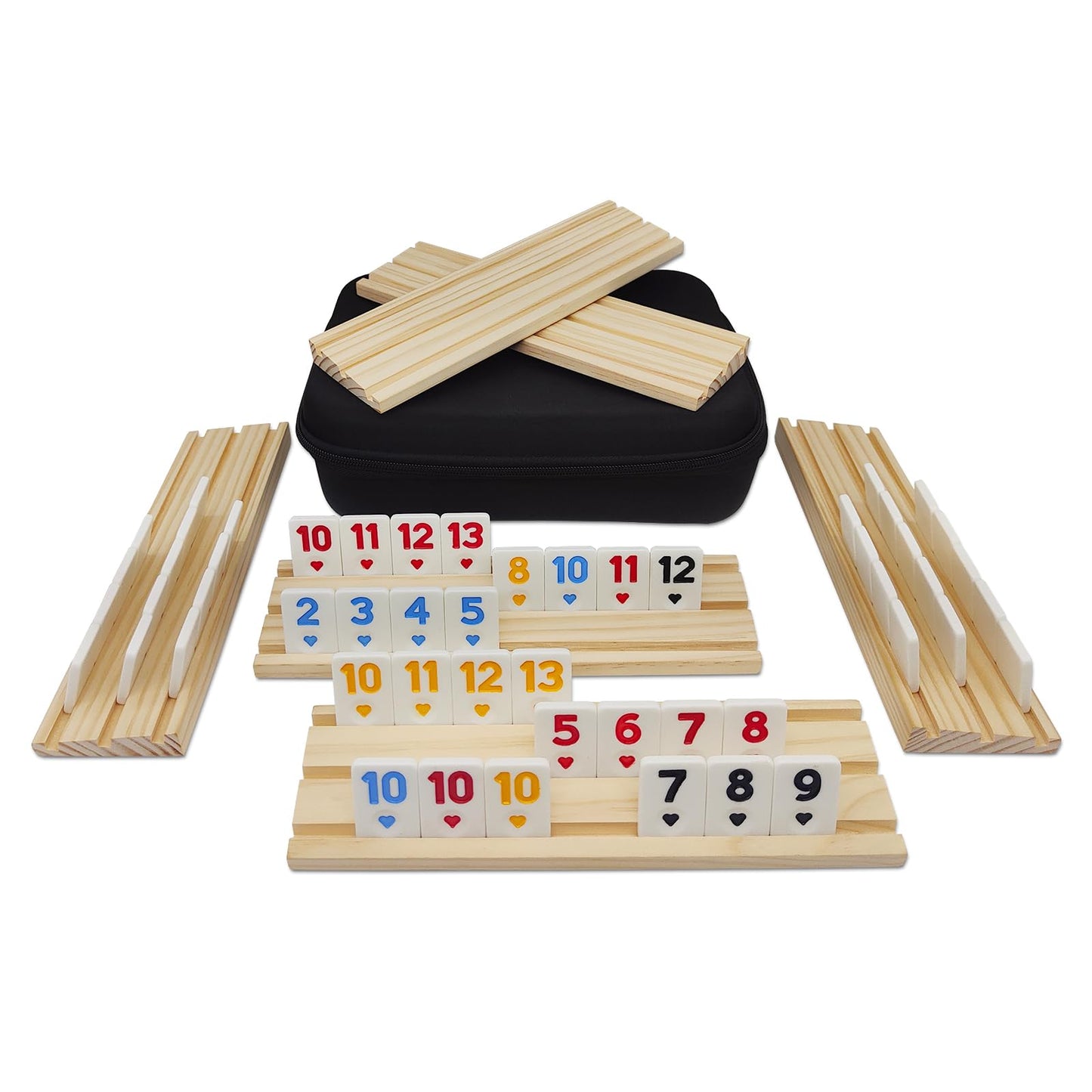 MIDOLITE Rummy Cube Game Set for 6 Players with 160 Wooden Tiles and Portable Case