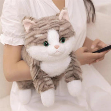 Leahaoe Large Weighted Stuffed Animals for Adults 5Lbs 26'', Soft and Cuddly Gray Weighted Cat Plush, Realistic Cat Stuffed Anim