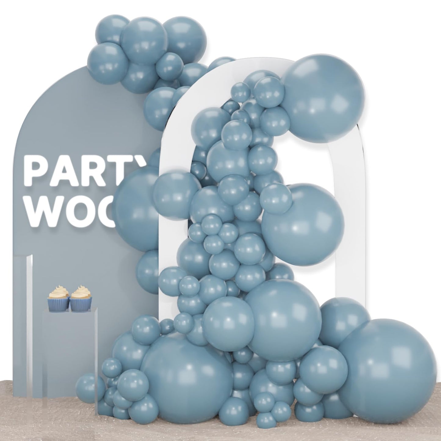 Partywoo Light Grey Blue Balloons, 120 Pcs Boho Blue Balloons Different Sizes Pack Of 18 Inch 12 Inch 10 Inch 5 Inch Pale Blue Balloons For Balloon Garland Balloon Arch As Party Decorations, Blue-F55