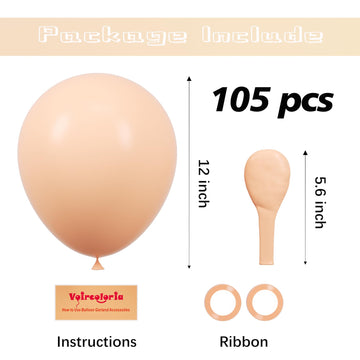 Voircoloria 105Pcs Pastel Orange Balloons 12Inch Party Latex Balloons For Boys Girls Birthday Baby Shower Gender Reveal Wedding
