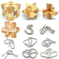 Qiandier Bamboo 3D Puzzle Metal Brain Teasers Puzzles Mind Game Toys Set For Teens And Adults Pack Of 12Pcs