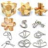 Qiandier Bamboo 3D Puzzle Metal Brain Teasers Puzzles Mind Game Toys Set For Teens And Adults Pack Of 12Pcs