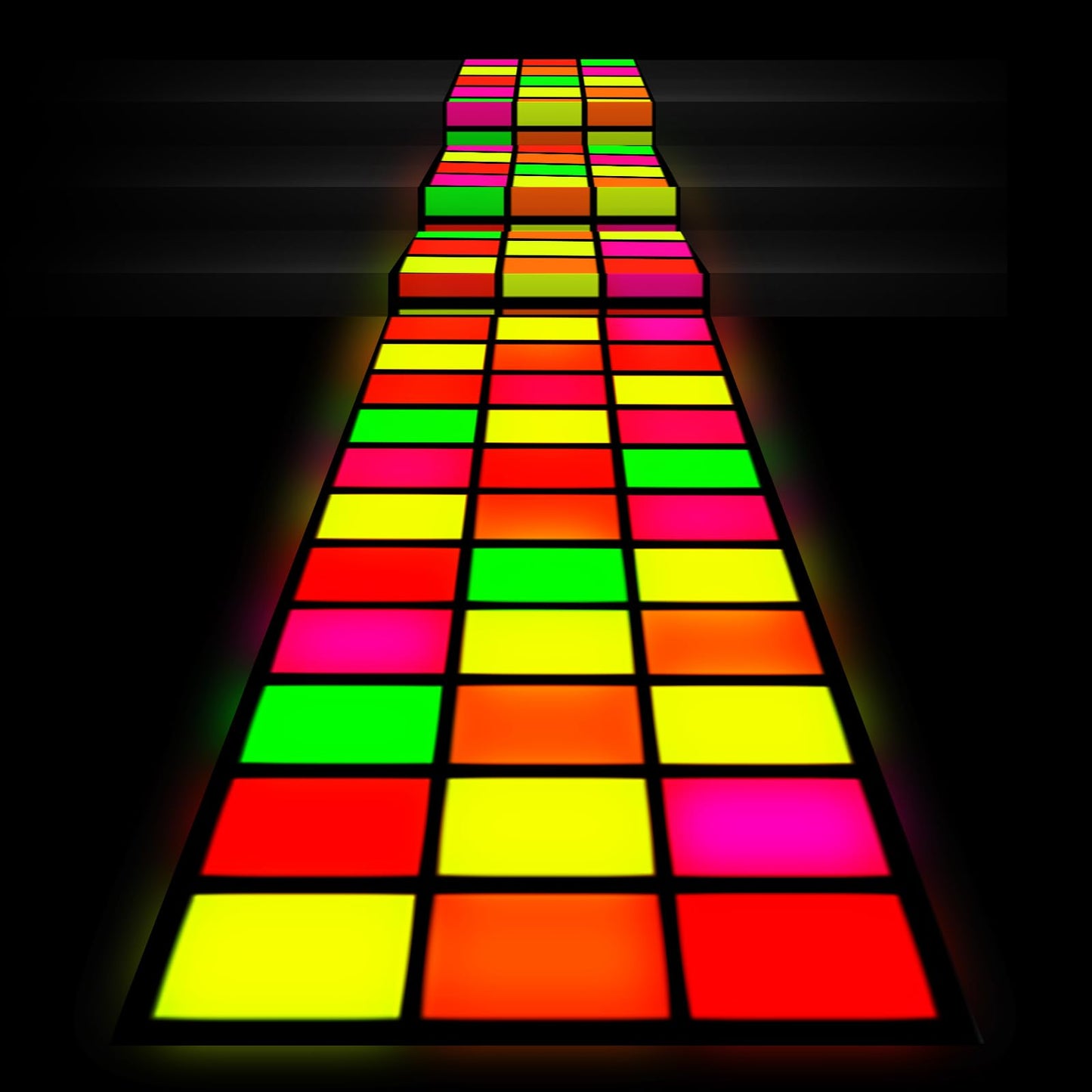 Haull 118 x 39 Inch Neon Light up Dance Floor Glow in The Dark Runner UV Reactive Blacklight Rug Colorful Aisle Runner Rug for 8