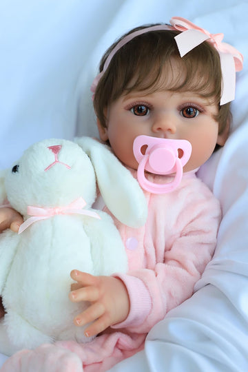 Scom Realistic Reborn Baby Dolls - 18 Inch Silicone Baby Girl, Real Life Dolls With Full Body Vinyl, Newborn Lifelike Weighted D