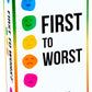 FIRST TO WORST Party Game - Card Game for Ranking Fun - Medium Size, Multicolor, Model DYE-1300