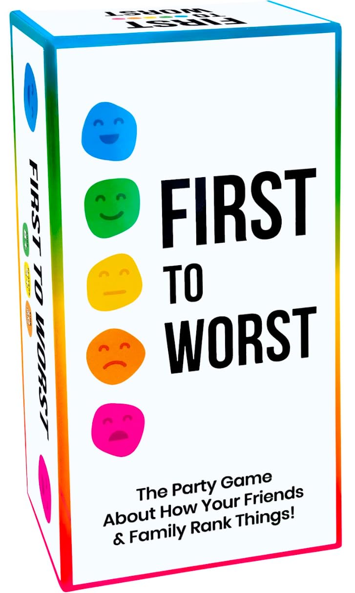 FIRST TO WORST Party Game - Card Game for Ranking Fun - Medium Size, Multicolor, Model DYE-1300