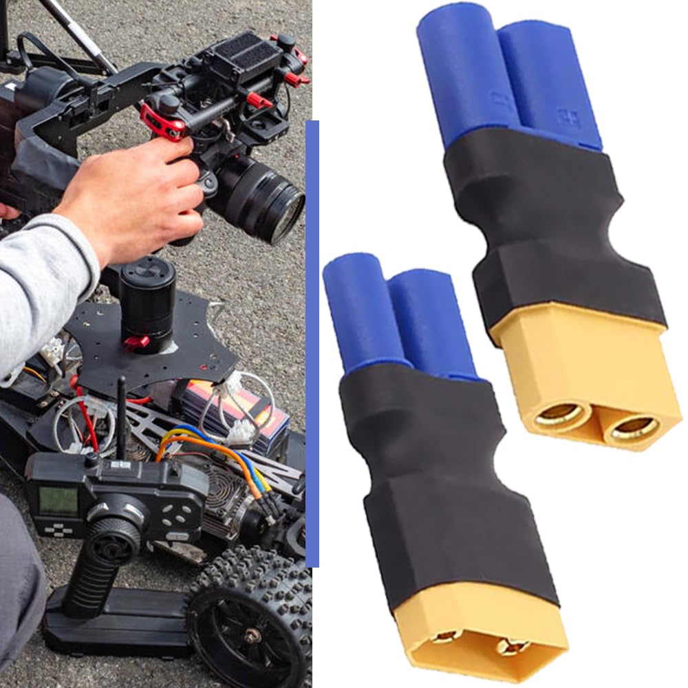 BABUVYA EC5 to XT90 Adapter,XT90 to EC5 Connector Without Wires RC LiPo Battery Connectors (EC5 to XT90 Male & Female Adapter)