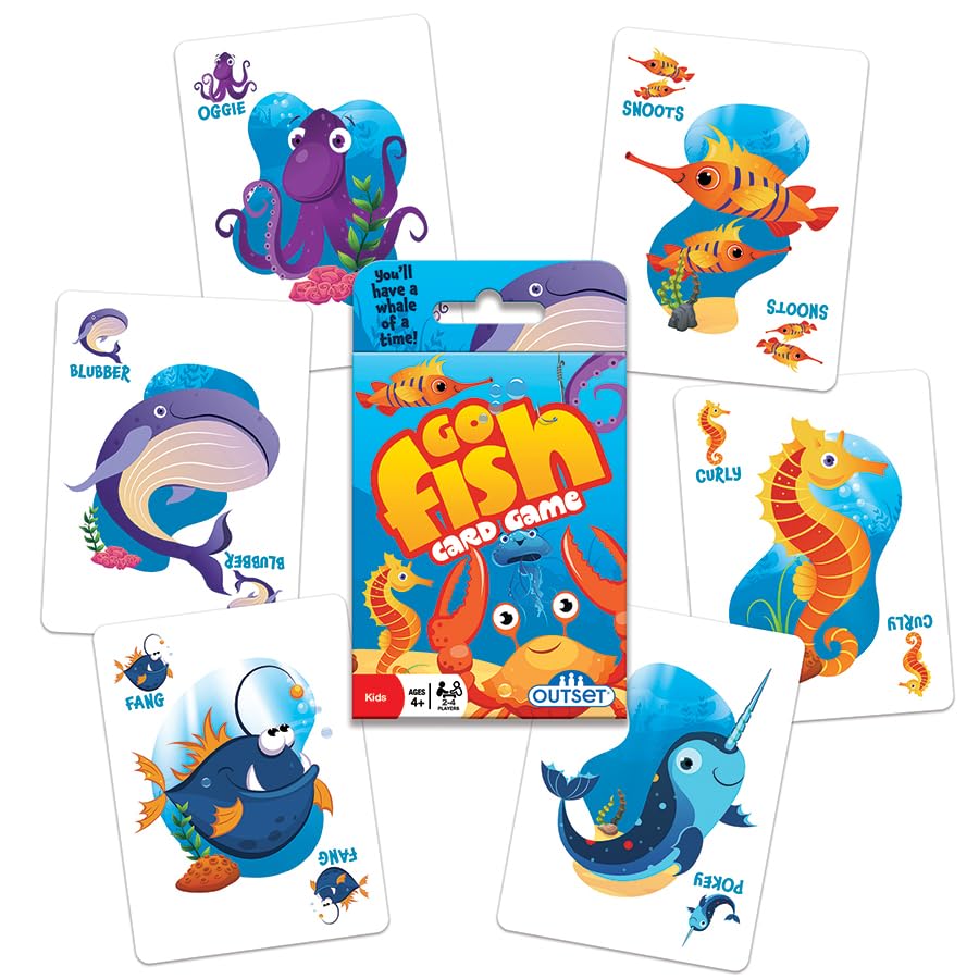 Outset Media Go Fish Card Game - Classic 36 Oversized Cards for 2-4 Players, Ages 4+, Multicolor, Model 19149