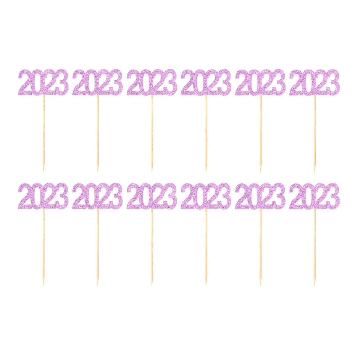 Merishopp 12Pcs 2023 Cupcake Topper Glitter For Party Decor Birthday Theme Supplies Violet | Greeting Cards & Party Supply | Par
