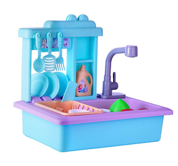 Kriiddaank Frozen Theme Kitchen Toy Set for Girls  Realistic Sink with Running Water, Electric Faucet, 22 Pcs Utensils & Access