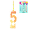 Novelty Place Birthday Number Candle Set, Flashing Multicolor Changing LED Birthday Cake Topper with 4 Wax Candles (Number 5)