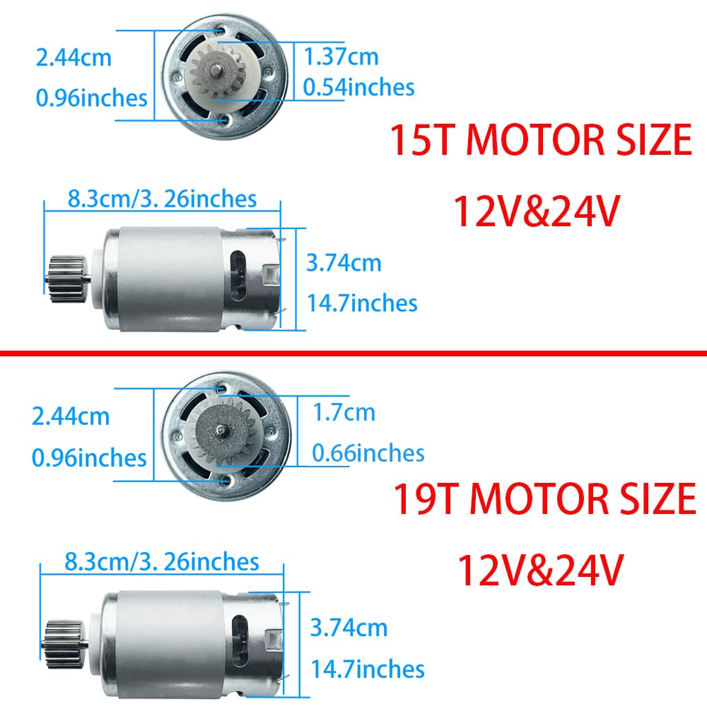BUMPKAI 2PCS 12V Motor Pinion 19T Steel Gears for Power Wheels Upgrade - RS550 30000RPM, Fits Fisher Price, Jeep Wrangler, Ford F150