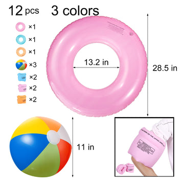 3Pack 30'' Pool Swim Tubes Rings, Inflatable Pool Floats, Swim Tube Raft, Pool Toys Floats For Adults Kids (Pink+Blue+Orange)