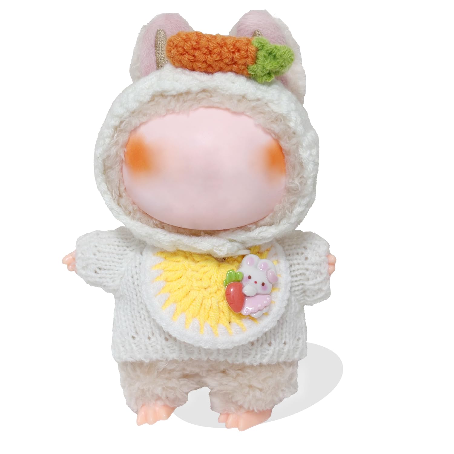 Clothes For Labubu 17Cm Labubu Accessories Crochet 3 Piece Set Outfits For Labubu(Carrot)