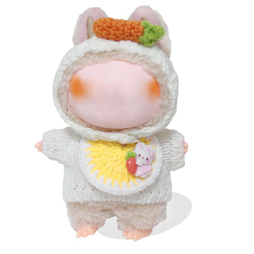 Clothes For Labubu 17Cm Labubu Accessories Crochet 3 Piece Set Outfits For Labubu(Carrot)
