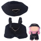 17cm Clothes Set(NO Doll)  Cute Hat & Unique Pocket Design Overalls Dress-up Set  Handmade Clothing Designed for 17cm Doll.(Overalls (Black))