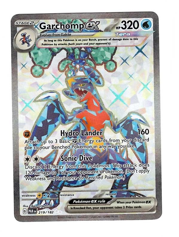 Pokemon - Garchomp ex 219/182 - Paradox Rift - Tera Full Art - Ultra Rare - Single Card