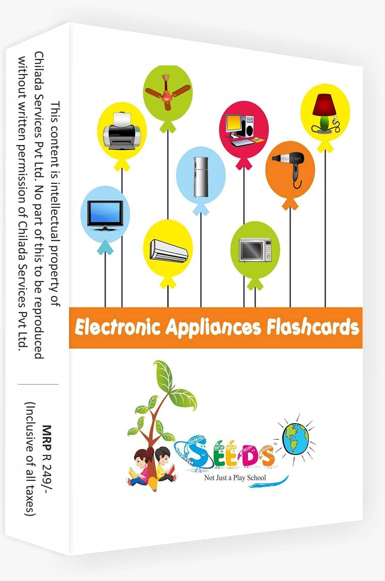 Playwayshop | Electronic Appliances Flash Cards For Kids | Action Learning Cards | 30 Laminated & Reusable Cards | Childhood Edu