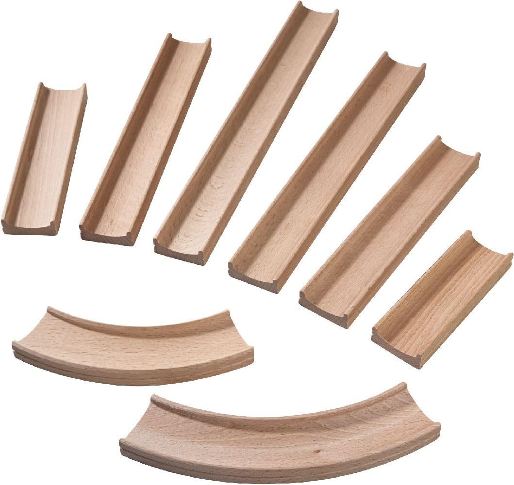 Haba Kullerbu Expansion Set - Straight Tracks And Curves - 8 Piece Set For Expanded Layouts