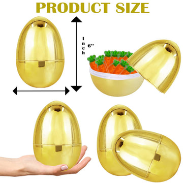 Chochkees Jumbo Golden Easter Eggs Metallic Gold, Goodie Basket Prize, 6'' Inch (48-Pack)