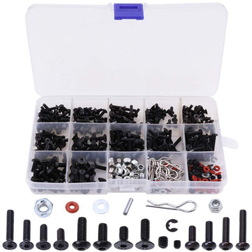 HobbyPark 500pcs Universal RC Screw Kit Screws Assortment Set, Hardware Fasteners for Traxxas Axial Redcat HPI Arrma Losi 1/8 1/
