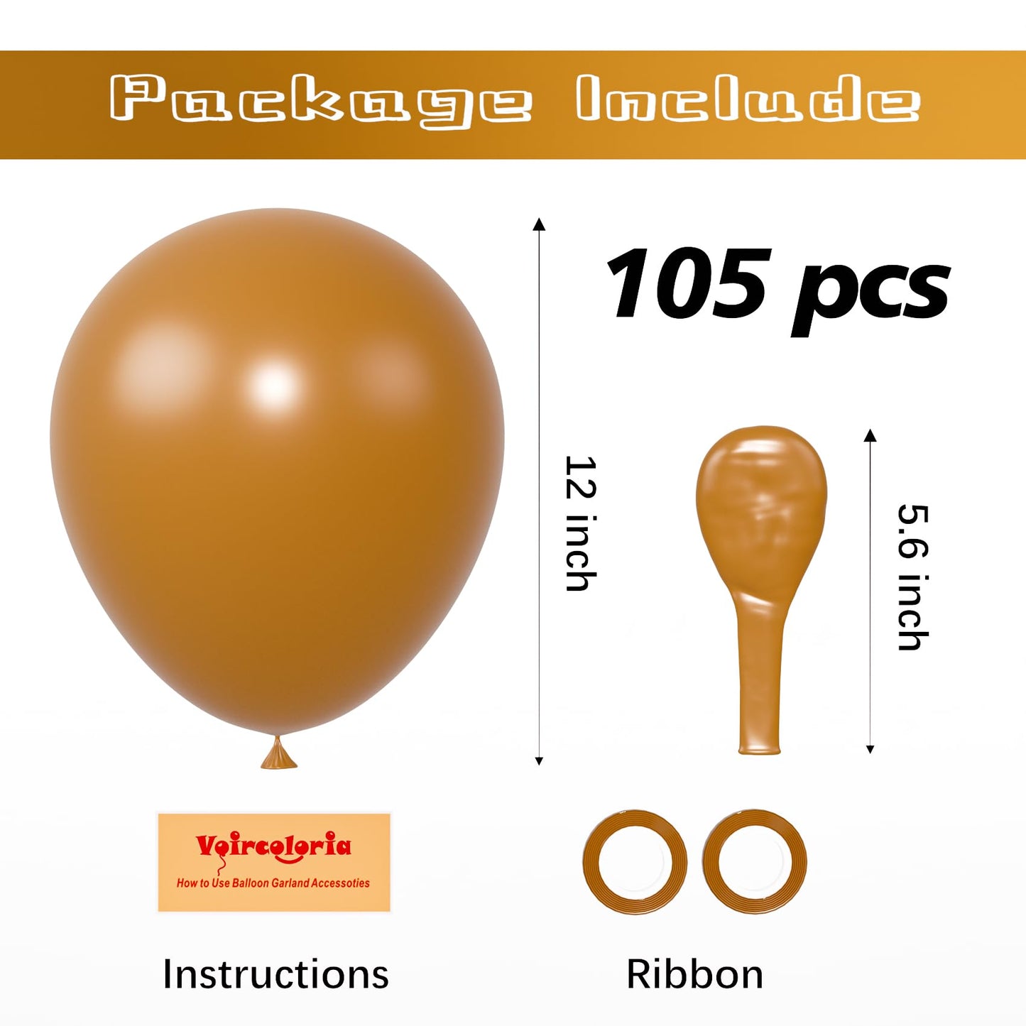 Voircoloria 105Pcs Khaki Balloons 12Inch Party Latex Balloons For Boys Girls Birthday Baby Shower Gender Reveal Wedding Sunflowe