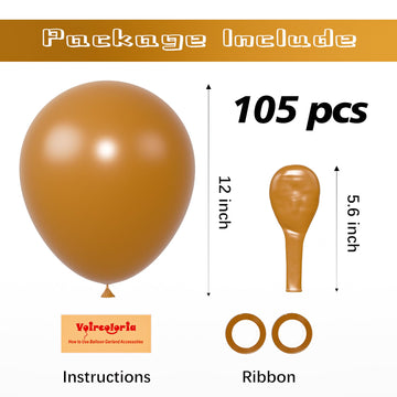 Voircoloria 105Pcs Khaki Balloons 12Inch Party Latex Balloons For Boys Girls Birthday Baby Shower Gender Reveal Wedding Sunflowe