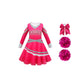Zombies Girls Cheerleader Dresses Zombies Dress Kids Alien Dresses for Girls with Pom Poms and Bow Hair Rope 6-7Y