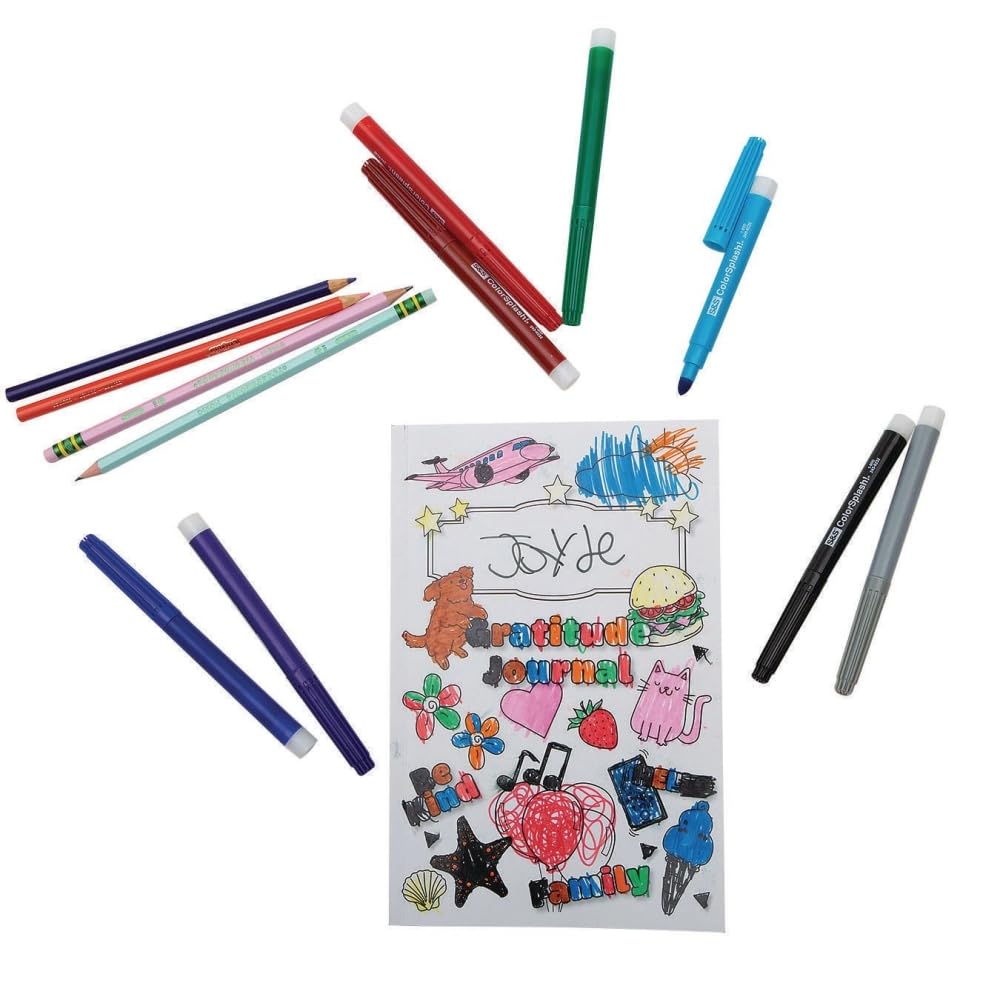 S&S Worldwide Kid'S Gratitude Journal Class Pack. Undated, 100-Pgs, Daily Prompts, Cover To Color, Inspiring Quotes, For Self-Es