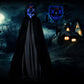 Kids Full Length Hooded Velvet Cloak Halloween Cape Costumes With Blue Led Light Up Scary Mask (47'/120Cm)