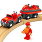 Dshmixia Wooden Train Cars Track Accessories Set Rescue Fire Truck With Light And Sound Small Vehicles Magnetic Train Cars Fit For Wooden Train Track Railway For Boys And Girls (Fireboat)