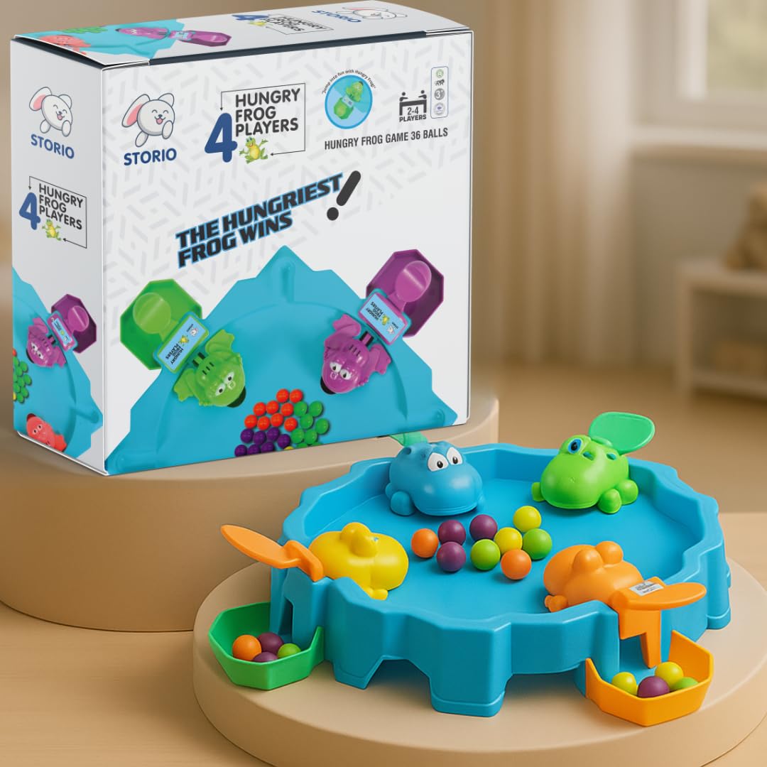 Storio Hungry Frog Indoor Board Game | Multiplayer Puzzle Toy For Kids | Gift | 4 Players