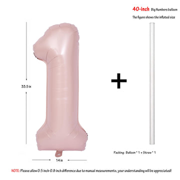40 In Matte Pink Number Balloons Helium Foil Mylar Balloon Birthday Party Banquet Decoration Digital 1