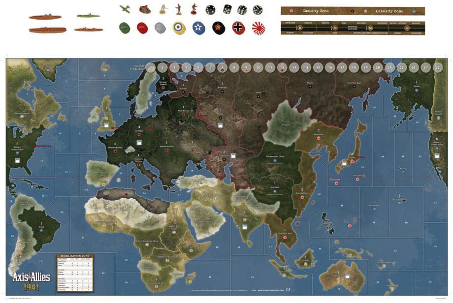 Avalon Hill Axis and Allies 1941 Board Game for 5 Players, Multicolor, Plastic